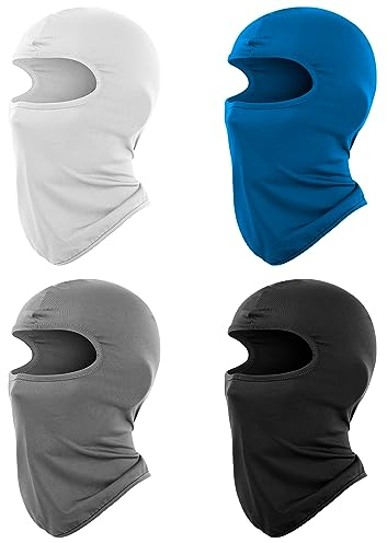 Bohoray 4 Stücke Balaclava, UV-Schutz Gesichtsmasken Atmungsaktive Gesichtshaube, Winddicht Multifunktional Maske für Winter Sommer für Radfahren Outdoor Sports(Weiß,Schwarz,Grau,Blau)