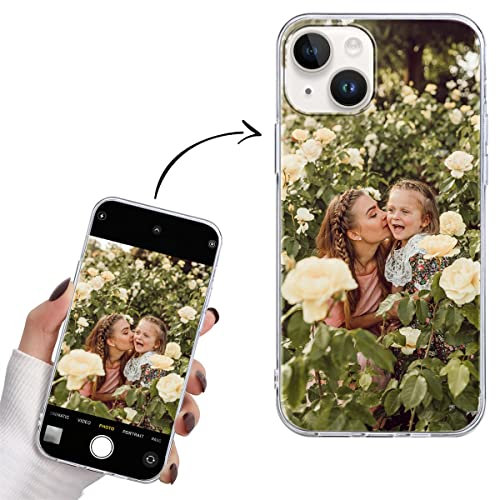 Yoedge Personalisierte Handyhülle für Apple iPhone 15 Hülle Selbst Gestalten Eigenem Foto Bild Text Personalisiert Case Individuelle Schutzhülle Transparent Cover für iPhone 15 6,1