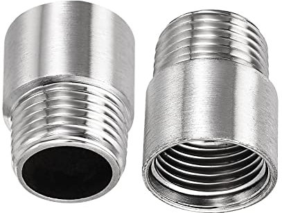 DTGN 1.18x0.94(LxD) Shower Head Extension Tube Pipe Fittings - 2Pack - Good for Bathroom - 1/2PT Male to 1/2PT Female Shower Arm Extension - Silver