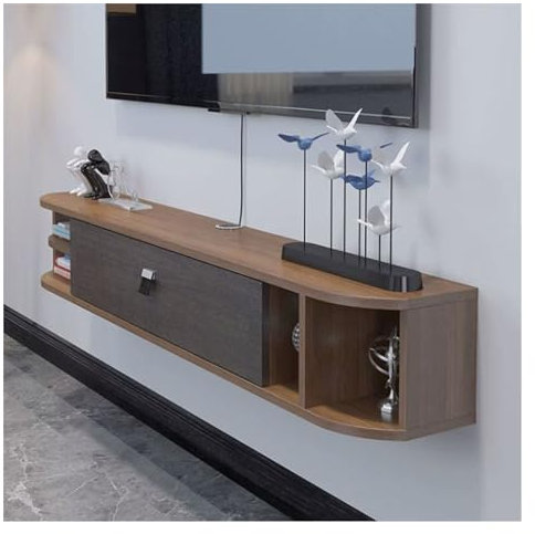 Meuble TV Étagère TV flottante étroite, console TV murale de 63 pouces, étagère flottante moderne sous la TV, étagère de divertissement flottante, meuble TV avec étagère de rangement ouverte for le sa