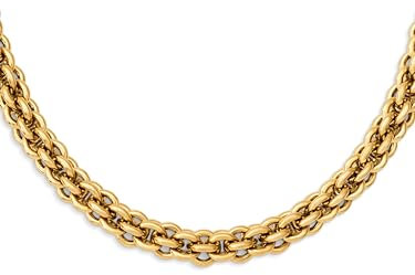 SINGULARU - Collier Big Rope. Acier avec Finition Plaqué Or 18Kt. Chaîne Tressée Épaisse. Longueur 40 cm + Extension 5 cm. Bijoux pour Femme