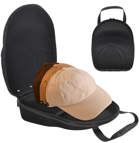 Cap Aufbewahrung - Baseball Cap Organizer, Cap-Trägeretui aus Eva Aufbewahrungstasche für 6-7 Caps, Hutträger, Harte Hutschachtel für Baseball Cap mit Griff - Schwarz