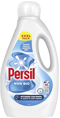 Persil Non Bio Laundry Washing Liquid Detergent outstanding stain removal in quick & cold washes tough on stains, gentle next to sensitive skin 95 washes (2.565 L)