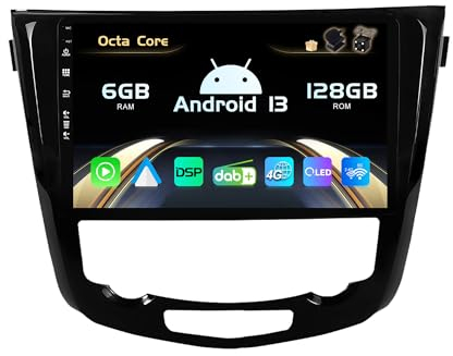 SXAUTO『Built-in 4G / DAB』Android 14-6G+128G Autoradio Per Nissan X-Trail Qashqai J11 Rouge (2014-2018) - Senza fili CarPlay/Android Auto Camera + MIC Volante 360-CAM HDMI DSP 2 Din IPS 10.1 Pollici