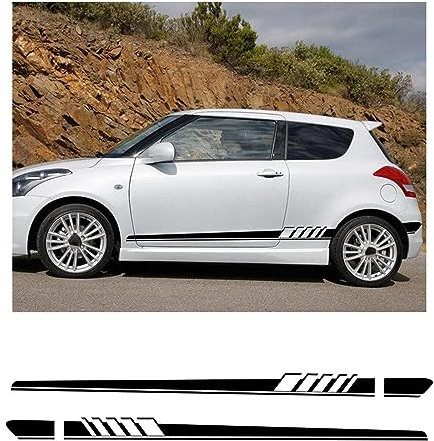 LeLeD Karosserie Kofferraum Dekoration Aufkleber Taille Linien Aufkleber Tür Seitendekor Aufkleber für Suzuki Swift SX4 Jimny Ignis Alto Samurai Baleno Grand Vitara,A-Black