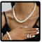 Clataly Perlenkette, Armband, Ohrring-Set, Kristall-Halskette, Brautschmuck, Zubehör für Frauen und Mädchen, Einheitsgröße, Metall, Kristall