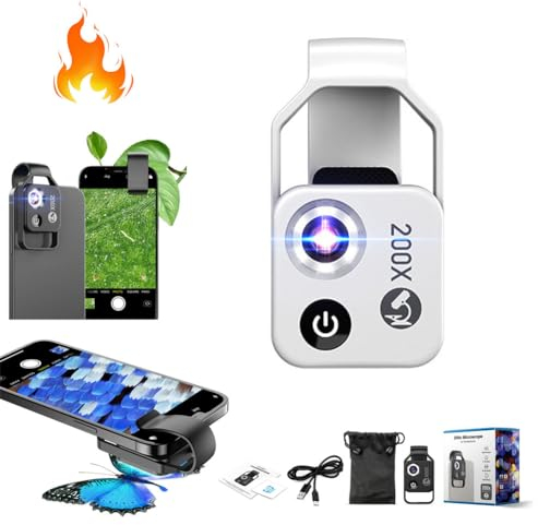 Nanozoom für iPhone, Nano Zoom 200x für iPhone, Nanozoom 200x Vergrößerungszoom für iPhone, Nanozoom 200x Vergrößerung Zoom, Nanosight x200, Nano Zoom für Telefon, Nano Zoom für Smartphone (Weiß)