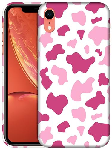 GlamCase for iPhone XR, iPhone XR Case - Cow Skin Baby Pink Print Design Printed Slim & Sleek Cute Plastic Hard Snap on Protective Designer Back Phone Case/Cover for iPhone XR