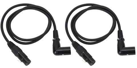 LiebeWH 2Pcs 3 Pin XLR Microphone Cables Right Angle XLR Male to Straight Female Mic Extension Cable for Mixer and Equalizer (0.3-M)
