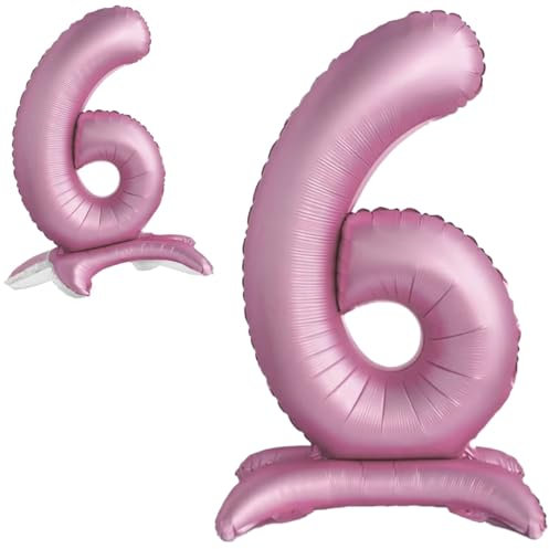 Luftballon 6. Geburtstag Zahl 6 Rosa Stehende XXL Riesen Folienballon 82cm Geburtstagsdeko Mädchen Ballon Zahl Deko zum Geburtstag.