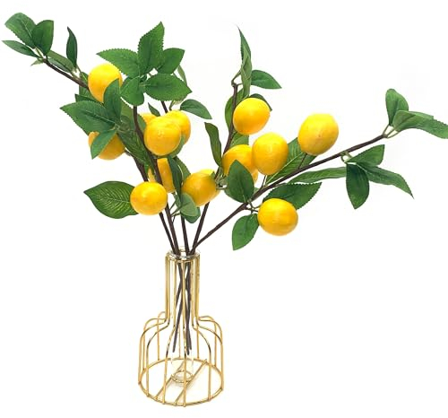 DHER 5pcs Ramas de limonero Artificiales, simulación de decoración de Frutas, para el hogar, de la Mesa, Boda, decoración del hogar de Navidad, Fiesta, de jardín (A)