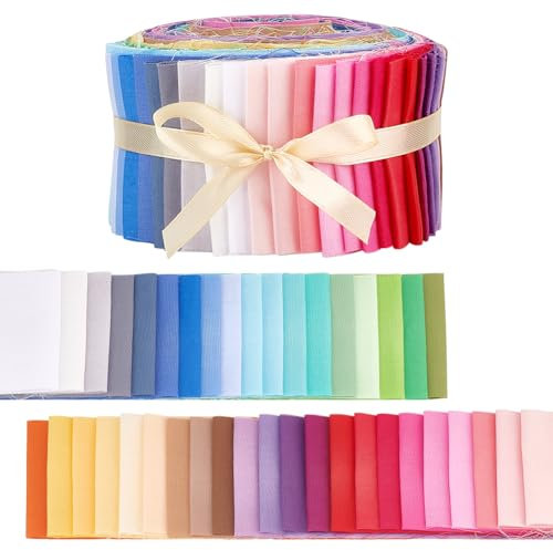 AHANDMAKER 40 Blatt Baumwollstoffe Quiltstreifen Stoffstreifen Zum Quilten Buntes Baumwoll Bastelstoffbündel Vorgeschnittenes Patchwork Baumwollquadrat Für DIY Bastelarbeiten