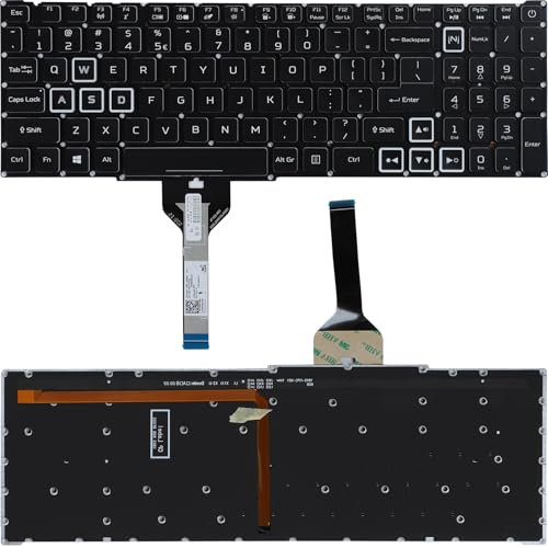Colorful Backlight Keyboard for Acer Nitro AN517-55 AN517-56 AN517-57 AN515-45 AN515-56 AN515-57 AN517-54 Compatible with Predator Helios 300 PH315-54 PH315-55 PH317-51, US Layout Colorful Backlit