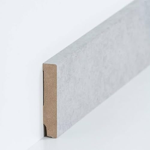 PROVISTON Plinthe en MDF - 16 x 80 x 2500 mm - Noyau en MDF - Gris - À coller, visser et clouer - 2,5 m - 1 pièce