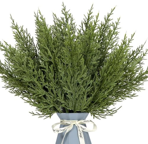 24 Pcs Christmas Artificial Pine Branches, 32cm Christmas Pine Needles Branches Artificial Christmas Greenery Faux Evergreen Cedar Sprigs Branches for Xmas wreath making DIY Decorations (Green)