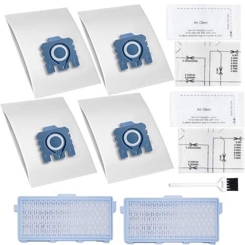Set di Filtri Compatibili con Aspirapolvere Miele -Filtri HEPA AirClean per Compact C1 & C2,Complete C2 & C3,S8340 - Include 2 filtri HEPA,4 sacchetti e 1 spazzola di pulizia per serie S4000,S5000