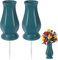 TFANUO Lot de 2 vases de cimetière avec piques, vases funéraires pour cimetière avec pointes en métal et scupper bleu