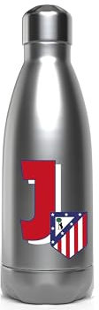 CyP Brands Atlético de Madrid - Botella Agua de Acero Inoxidable, Cierre Hermético, con Diseño Letra J en Rojo, 550 ml, Color Metalizado, Producto Oficial