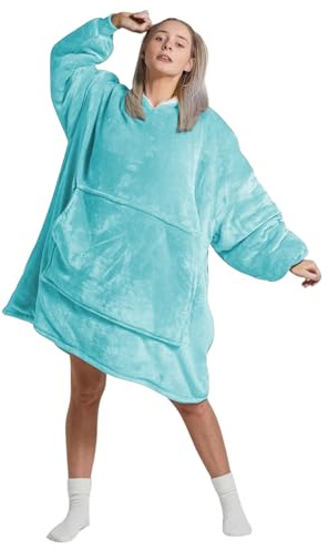 Oversized Wearable Hoodie Blanket Ultra Soft Sherpa Fleece Oodies Reversible Warm & Cozy Giant Hooded Blanket Sweatshirt Large Front Pocket - Gift One Size Fits For All
