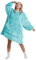Oversized Wearable Hoodie Blanket Ultra Soft Sherpa Fleece Oodies Reversible Warm & Cozy Giant Hooded Blanket Sweatshirt Large Front Pocket - Gift One Size Fits For All (Solid Color, Duck Egg)