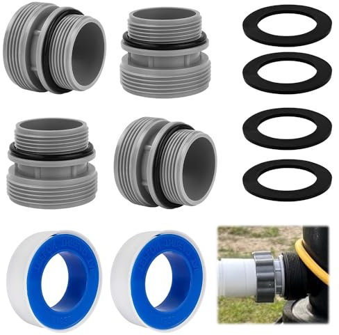 4 Stück Poolschlauch Adapter Set für Poolpumpe, Schlauchadapter Pool, Pool adapter mit Dichtung für 40 mm auf 1 1/2 Zoll Schlauch Kompatibel Umrüstsatz für Intex, Coleman Filterpumpen