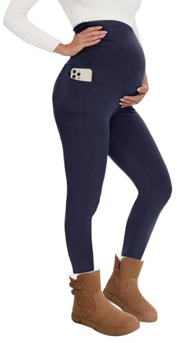QGGQDD Thermo Umstandsleggings Damen High Waist Schwangerschaftsleggings | Blickdicht Gefüttert Bequeme Sporthose Umstandsmode für Schwangere Yoga Sport Zuhause Winter
