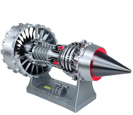 TR900 Turbofan Engine Model, Jet Engine Model Kit, Adjustable Speed Aircraft Engine Turbojet Engine Model with Light, A380 Model with Pushrod Contact Points (40cm / 16in)