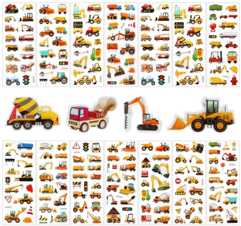 Bagger Aufkleber Blatt 3D Sticker Kinder, 14 Stück Selbstklebend Kinder 2-4 Jahre, aufkleber kinder, Sticker & Aufkleber für Basteln Scrapbooking Geschenke