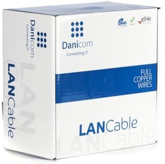 Danicom CAT6A S/FTP 100m Starrleiter - LSZH (Dca) | POE, Ethernet, LAN, Patchkabel, Datenkabel, RJ45 - für Serverschränke, Switches, Router, Modems!