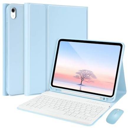 Custodia con tastiera per iPad 9,7 pollici 6a generazione (2018), 5a generazione (2017), Air 2 (2014), tastiera Bluetooth wireless magnetica rimovibile, custodia sottile con porta penna