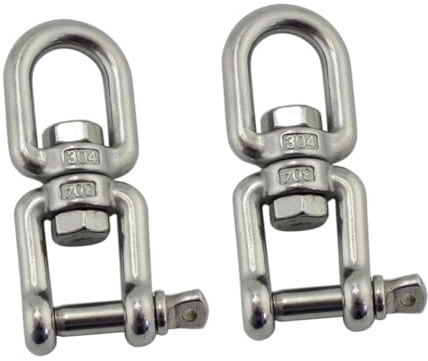 Toddmomy 2 Stück Edelstahl Drehwirbel Ringe mit Doppel Drehgelenk Wasserfest und Glatt für Garten und Vogelhäuschen zum Aufhängen von Ketten