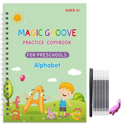 Aosrioylt Full of Carts Handschrift, Fullofcarts Schreibbücher Mit Aid Magic Pen Set, Magische Handschrift-Arbeitsbücher, Wiederverwendbares übungsheft for Das Lernen Von Kindern(Alphabet)