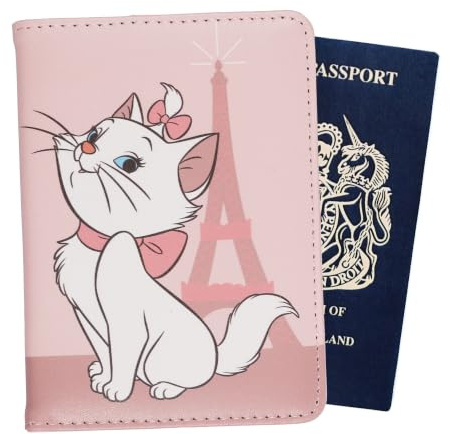 Disney Aristogatti - Porta passaporto con gatto Torre Eiffel, accessorio da viaggio per vacanze, aeroporto