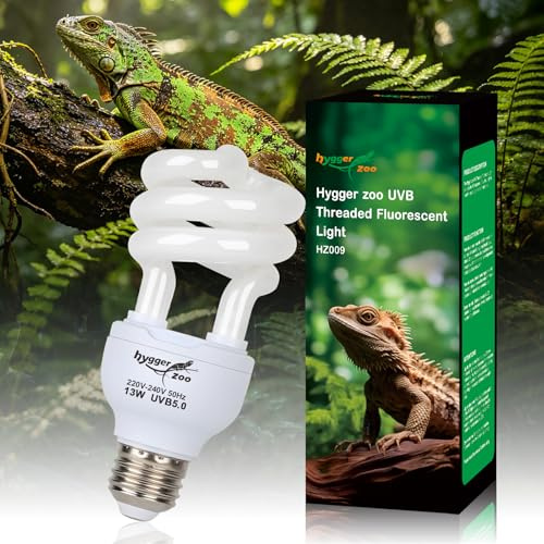Reptile UVB Lampe 5.0 13W Tropische Terrarienlampe Terrarien Leuchte E27 | Kompakte UVB Leuchtmittel 13W UVB Licht für Tropische und Subtropische Reptilien Lampe für Bartagamen Schildkröten Eidechsen