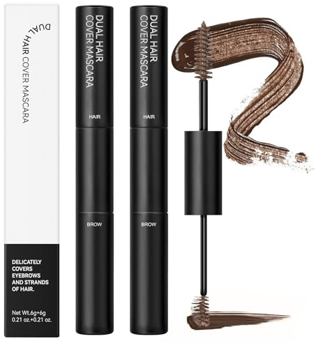 2Pcs Haarmascara Braun Haar Mascara Haarmascara Braun Haar Mascara Doppelkopf-Design Designdeckt Graue Haare Lichte Stellen Trocknet Schnell Auswaschbar Wodurch Natürliche Haarfarbe Entsteht,6g+6g