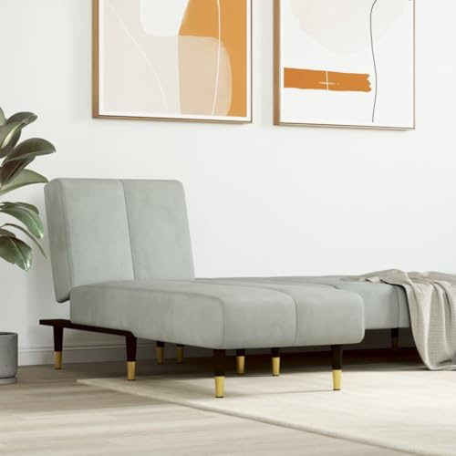 Generisch Chaiselongue Hellgrau Samt,Möbel,Stühle,Chaiselongues-352793