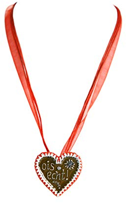 ALMBOCK Trachten Kette Damen - traditionelle Kette mit frechem Herz Anhänger - Trachtenkette grün für Volksfest