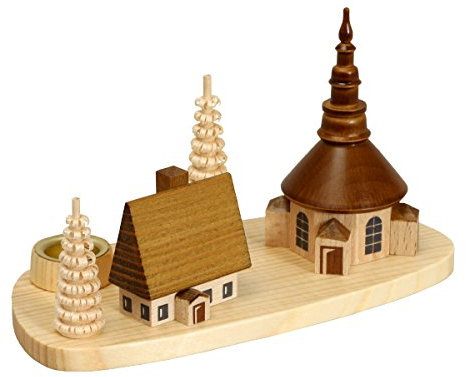 Rudolphs Schatzkiste Kerzenhalter Seiffener Kirche Natur Höhe 7,5 cm NEU Weihnachten Kerze Christi Geburt Holz Seiffen Erzgebirge Holzdekoration Holzkunst Dekoration Figuren