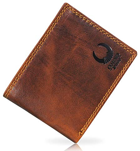 Corno d´Oro Premium Geldbeutel Herren Leder I Handgefertigter Slim Wallet mit RFID Schutz I Vintage Geldbörse mit Münzfach im Geschenkbox