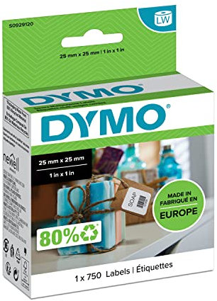 DYMO Original LabelWriter Mehrzwecketiketten (Klein) | 25 mm x 25 mm | Rolle mit 750 leicht ablösbaren Etiketten | selbstklebend | für LabelWriter Etikettendrucker und Beschriftungsgerät