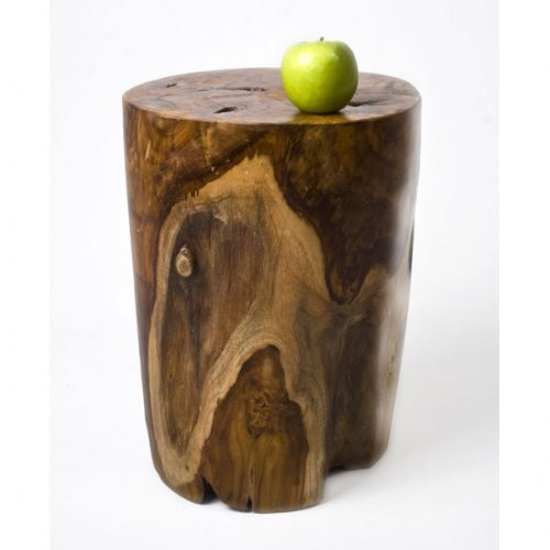 wohnfreuden Teak-Holz Hocker 40 cm lasiert rund Natur Bad Garten Wohnen Holz-Dekoration Sitzgelegenheit Schemel