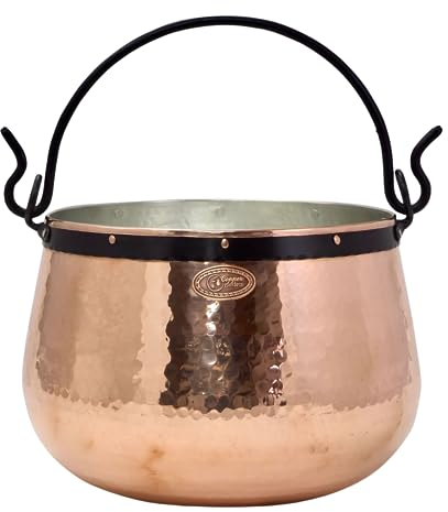 CopperGarden Kupferkessel 20 L mit Henkel I Robuster Kessel aus verzinntem Kupfer: Ideale Wärmeleitung & -verteilung I Lebensmittelechter Feuerkessel für Gulasch/Feuerzangenbowle uvm.