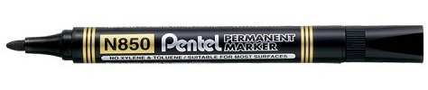 10 x Pentel N850 Permanent Marker Pens Bullet Point Black Ink