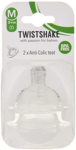 Baby Anti-Colic Teats - Set of 2 | M Size - 2 Months+ | Baby Bottle Teats with Breast like Structure | Soft Silicone Baby Teat | BPA-Free Infants Milk Teat | Toddler Teats | Transparent