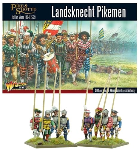 Warlord Games Landsknechts Pikemen - 28mm Scale Plastic Miniatures for Pike & Shotte Highly Detailed Miniatures for Table-top Wargaming