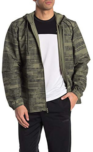 adidas Essentials Coupe-vent imprimé pour homme, Vert Legacy/Noir, XXL