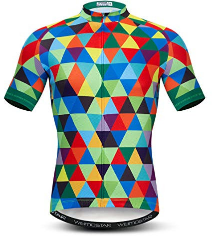 Weimostar Radtrikot MTB-Jersey-Reißverschluss 3D-Radtrikot Herren Mountain Road Bekleidung Fahrrad-Oberteile Hemden Sommer Pro Team Rennrad Trikot für Herren Atmungsaktiv Grün Rot Größe XXL