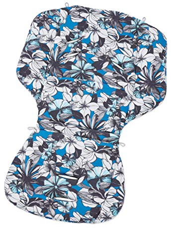Gesslein Loop 717, Sitzauflage Kinderwagen & Buggy, universel, Wendeeinlage für Sommer & Winter, Tencel atmungsaktiv |Hawaii marine/petrol