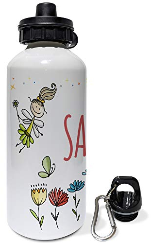LolaPix Botella Infantil Personalizada con Nombre. Regalos Infantiles Personalizados. Botella Aluminio Personalizada. Hadas
