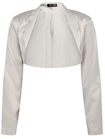 Bolerose Formale Raso a Maniche Lunghe Bolero (Argento, S)
